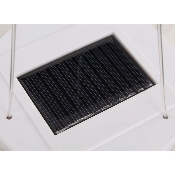 LED runde Solarleuchte aus Leinen rund 11-flammige Außenleuchte zum Hängen ø 40 cm mit Schalter und Akku 1800K IP44