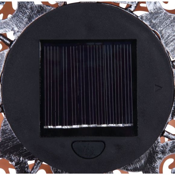 LED Solarleuchte mit dekorativer Kugel und Dekorgeflecht silber antik Außenleuchte ø 28.5 cm mit Akku 3000K IP44