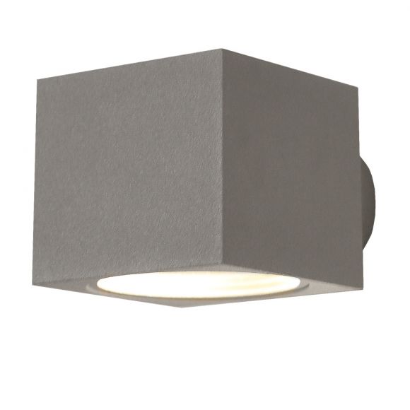 LHG Up & Down Außenwandleuchte aus Aluminium silber / grau, quadratisch H: 10cm, unterschiedlicher Lichtaustritt, Außenleuchte ideal für Hauswand & Hauseingang