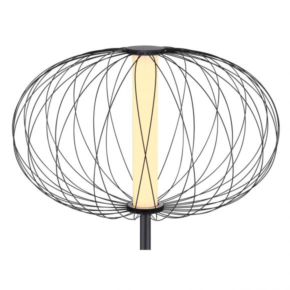runde LED Stehleuchte matt und skandinavische Kugel aus Käfigleuchte LED-Stab innen schwarzes Kabel Stehlampe schwarz und mit Schalter ø 52 cm