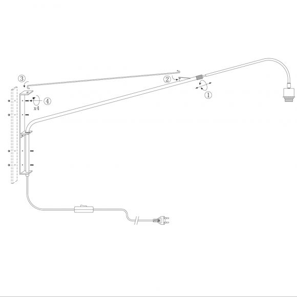 Schwenk- und ausziehbare 100 - 130 cm E27 Wandleuchte mit Stoffschirm Wandlampe schwarz ø 50 cm