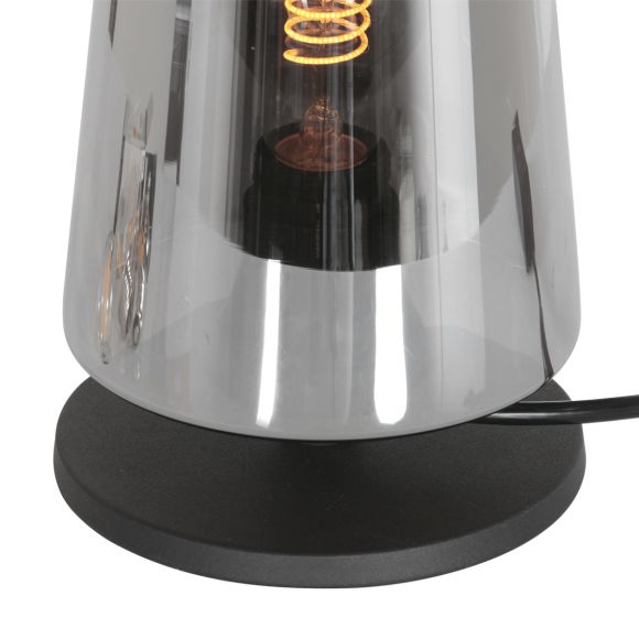 Smart Home runde E27 Tischleuchten rustikale Tischlampe schwarz mit Schalter ø 15 cm 15 x 23.5 cm