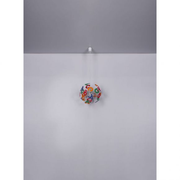 Kinderleuchte runde E14 Pendelleuchte Kugelleuchte retroeKugel mit A B C etc. 4-flammige Hängelampe multicolor ø 35 cm