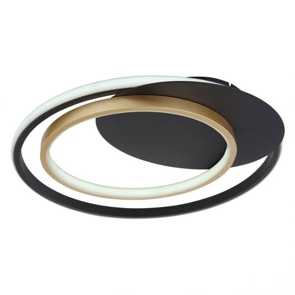 LED Deckenleuchte mit CCT-Lichtfarbsteuerung & Fernbedienung & Memory  Funktion aus Acryl opal 2 Ringe außer mittig aufgesetzt Deckenlampe gold |  WOHNLICHT
