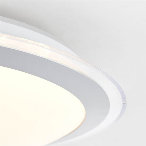LED Deckenleuchte, weiß/silber, D 43 cm, RGB-Backlight, LED steuerbar