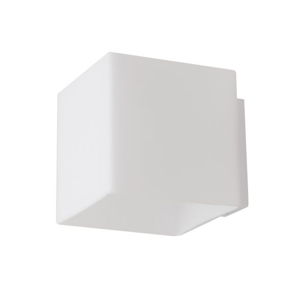 Leuchtwürfel Up & Down Wandleuchte aus Glas weiß, quadratisch 10x10cm , würfelförmig, inkl GU9 LED warmweiß