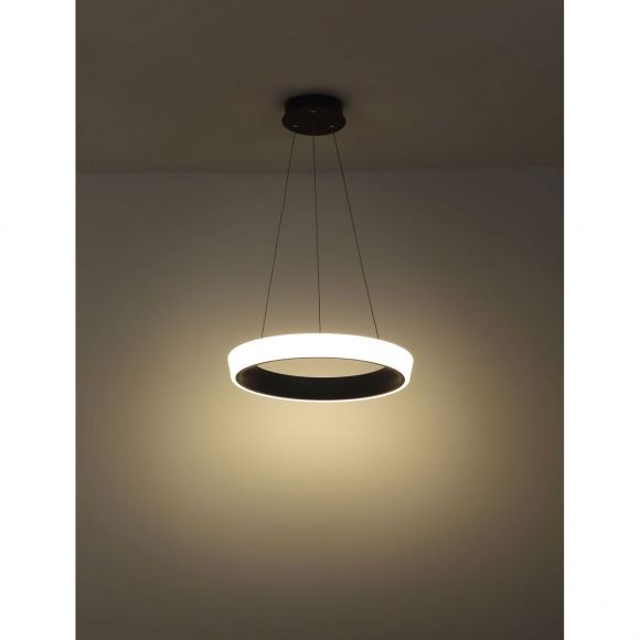 runde LED Pendelleuchte mit CCT-Lichtfarbsteuerung & Fernbedienung & Memory Funktion aus Acryl opalRing Nachtlicht Hängelampe anthrazit und ø 50 cm
