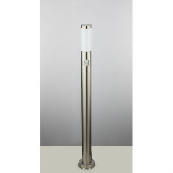 E27 Sockelleuchte mit Bewegungsmelder 110 cm Wegeleuchte aus Edelstahl opal Außenlampe ø 12,7 cm IP44