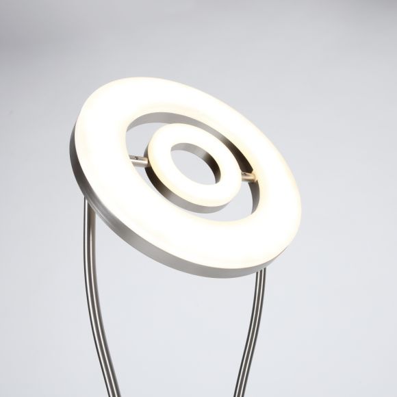Moderner LED Deckenfluter mit Lesearm und Dimmer und drehbarem Innenring, Stehlampe warmweiß 3000K , 187,5cm