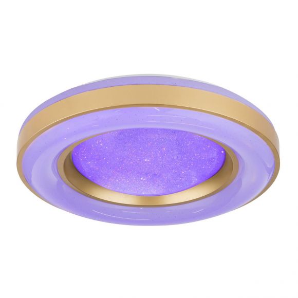 runde LED Deckenleuchte mit CCT-Lichtfarbsteuerung & Fernbedienung aus Acryl Schirm goldenem Ring Sternenhimmel Decor automatischem Farbwechsel RGB Deckenlampe gold und ø 50 cm
